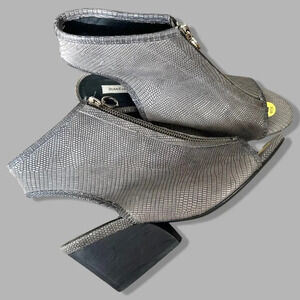 Diane Von Furstenberg Metallic Snakeskin Leather Upper Zipper  Sandal Boots